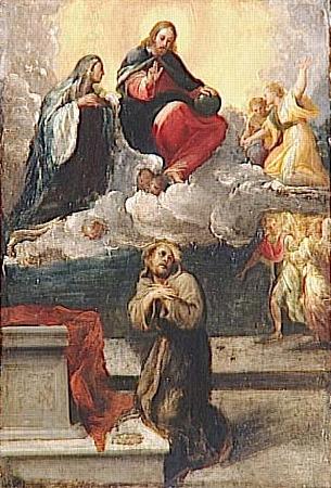 Pietro Faccini Christ and the Virgin Mary appear before St. Francis of Assisi Spain oil painting art